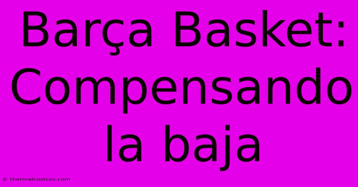 Barça Basket: Compensando La Baja