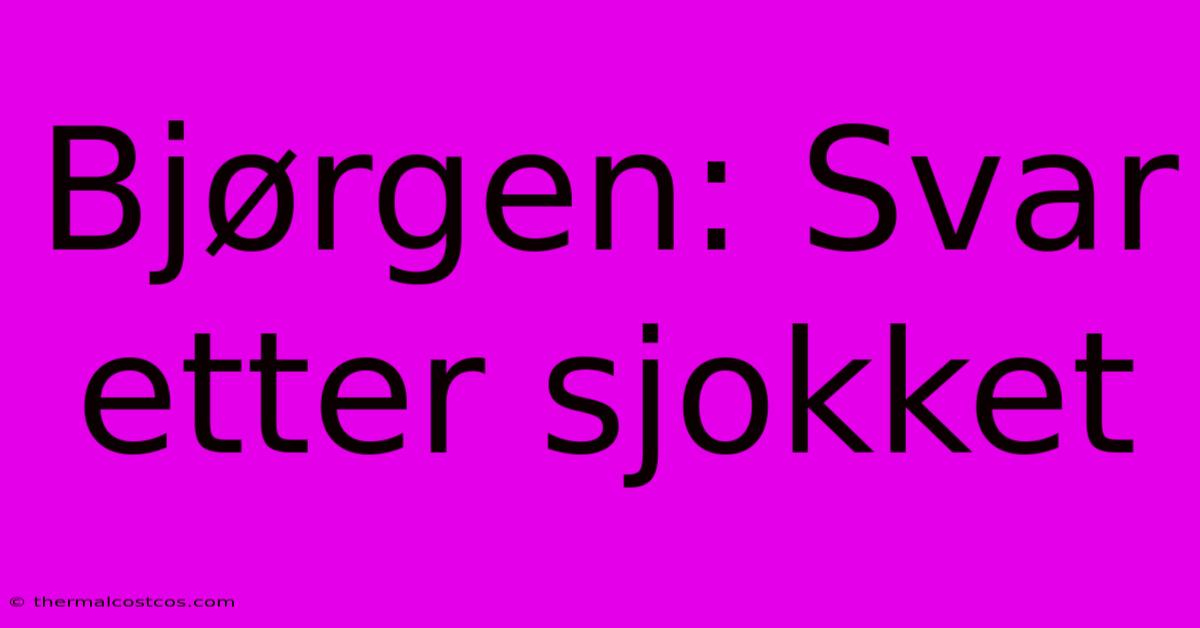 Bjørgen: Svar Etter Sjokket