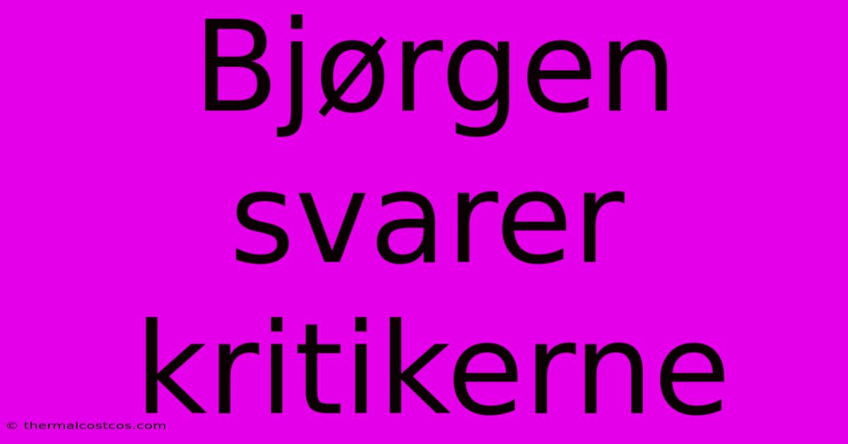 Bjørgen Svarer Kritikerne