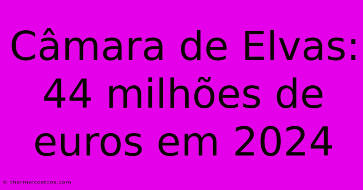 Câmara De Elvas: 44 Milhões De Euros Em 2024