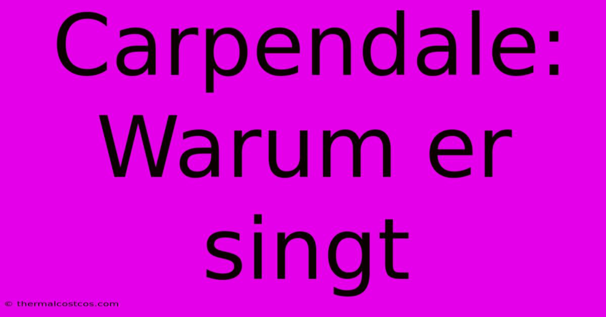 Carpendale: Warum Er Singt