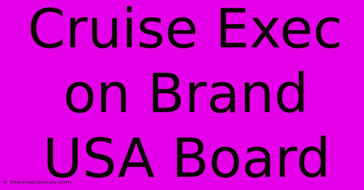 Cruise Exec On Brand USA Board