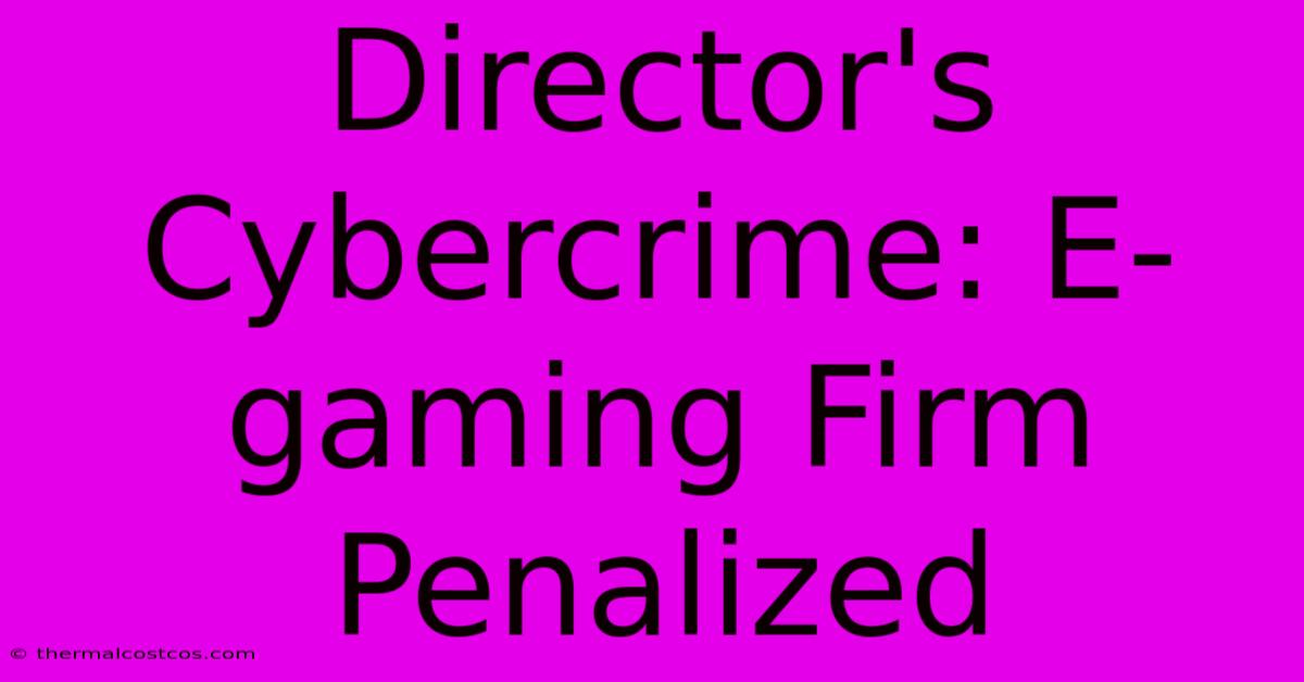 Director's Cybercrime: E-gaming Firm Penalized