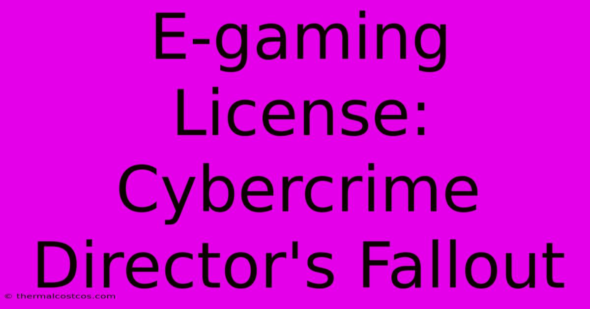 E-gaming License: Cybercrime Director's Fallout