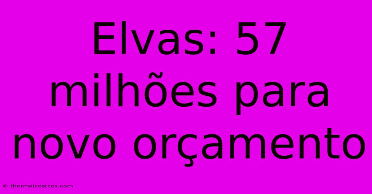 Elvas: 57 Milhões Para Novo Orçamento