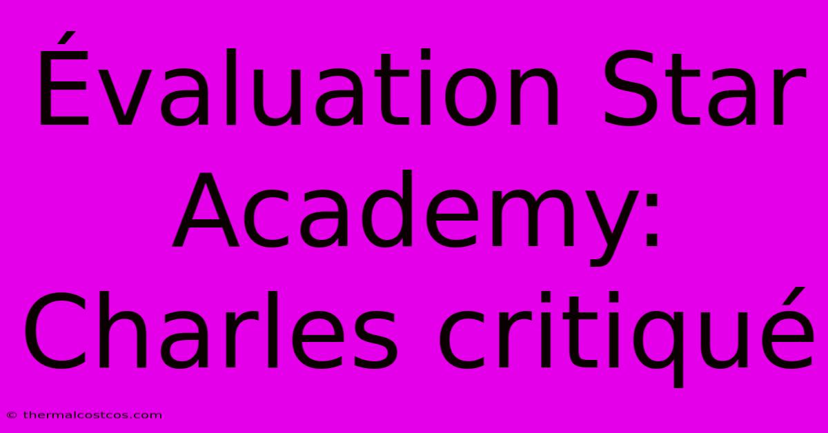 Évaluation Star Academy: Charles Critiqué