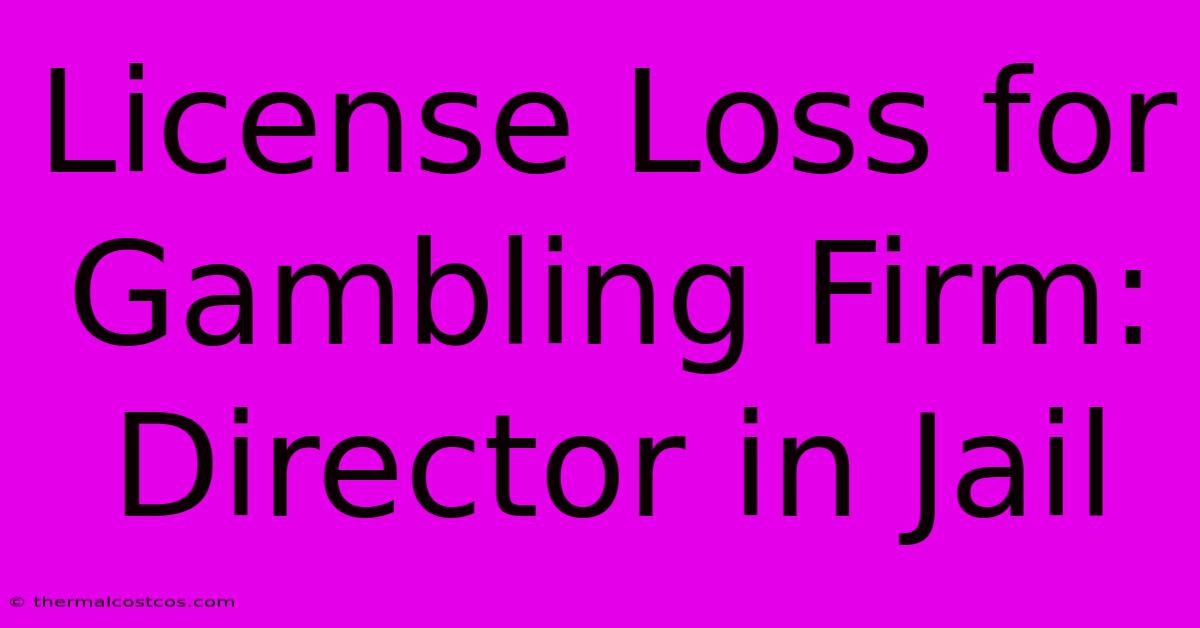 License Loss For Gambling Firm: Director In Jail