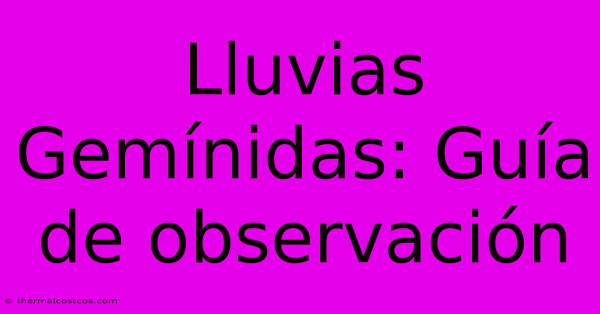 Lluvias Gemínidas: Guía De Observación