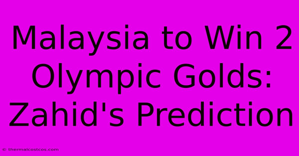 Malaysia To Win 2 Olympic Golds: Zahid's Prediction