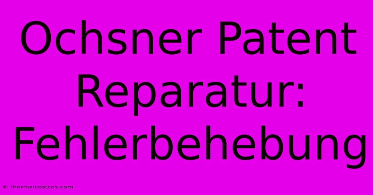 Ochsner Patent Reparatur: Fehlerbehebung