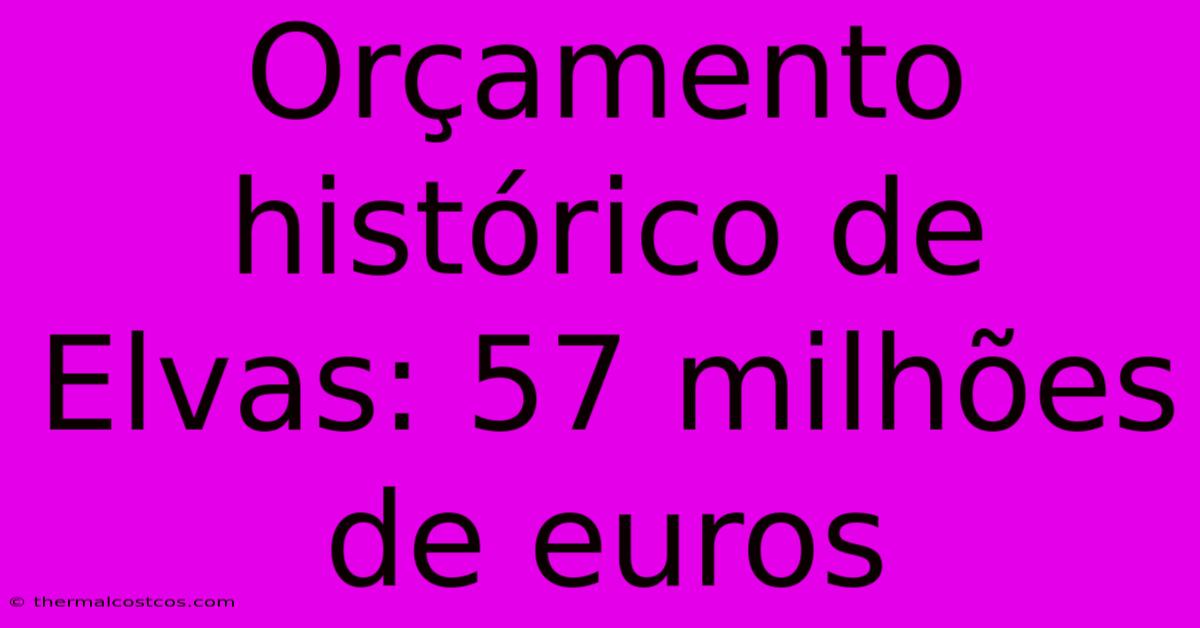 Orçamento Histórico De Elvas: 57 Milhões De Euros