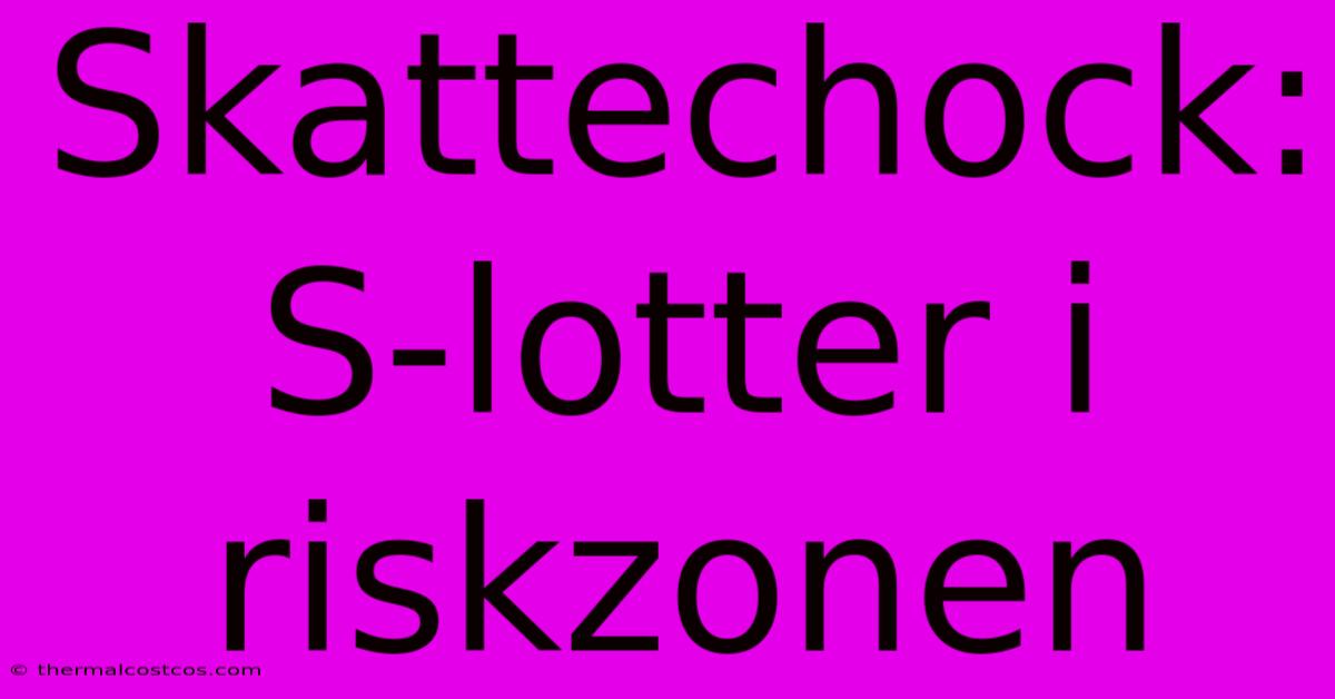 Skattechock: S-lotter I Riskzonen