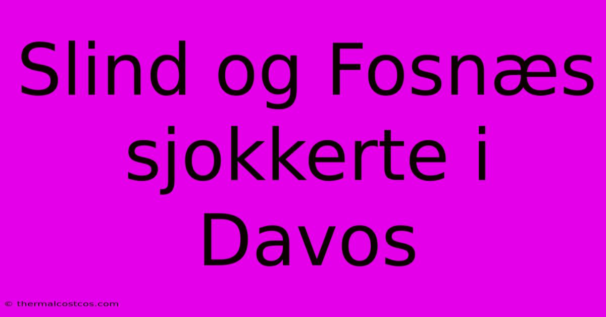 Slind Og Fosnæs Sjokkerte I Davos