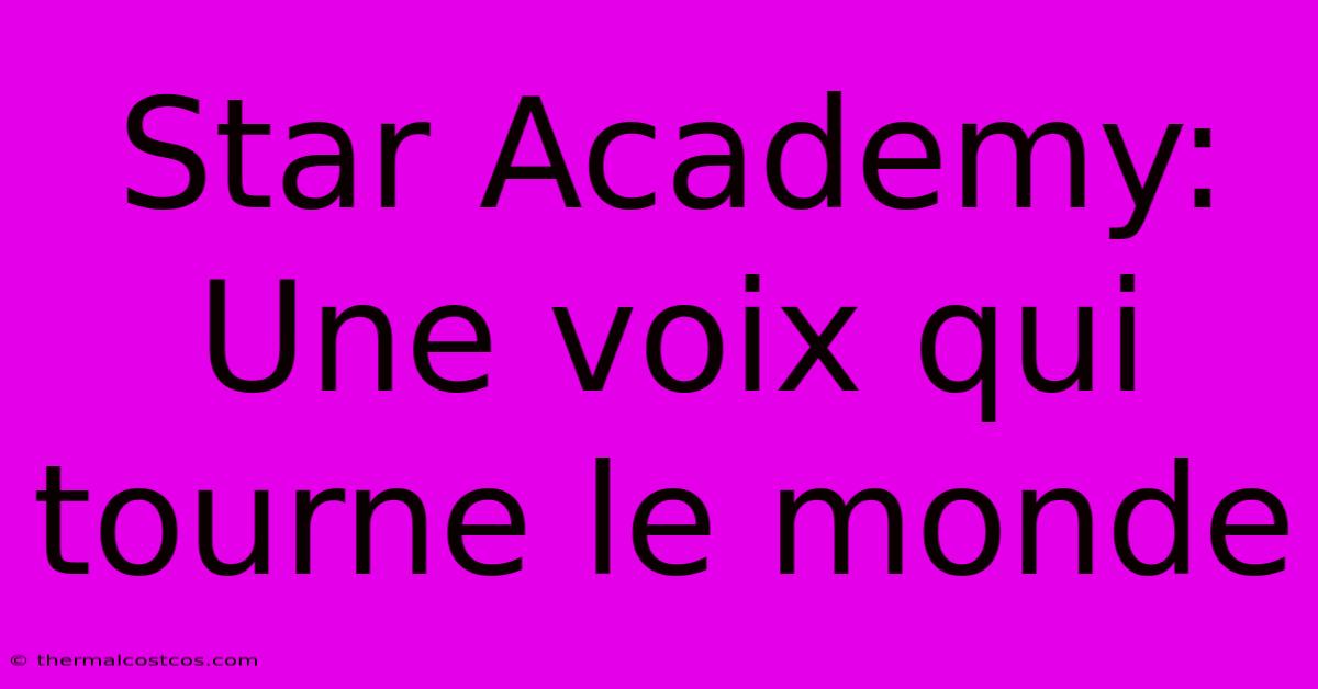 Star Academy: Une Voix Qui Tourne Le Monde