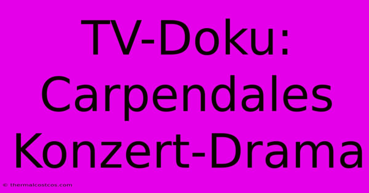 TV-Doku: Carpendales Konzert-Drama