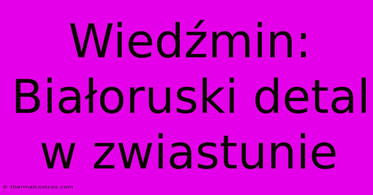 Wiedźmin: Białoruski Detal W Zwiastunie